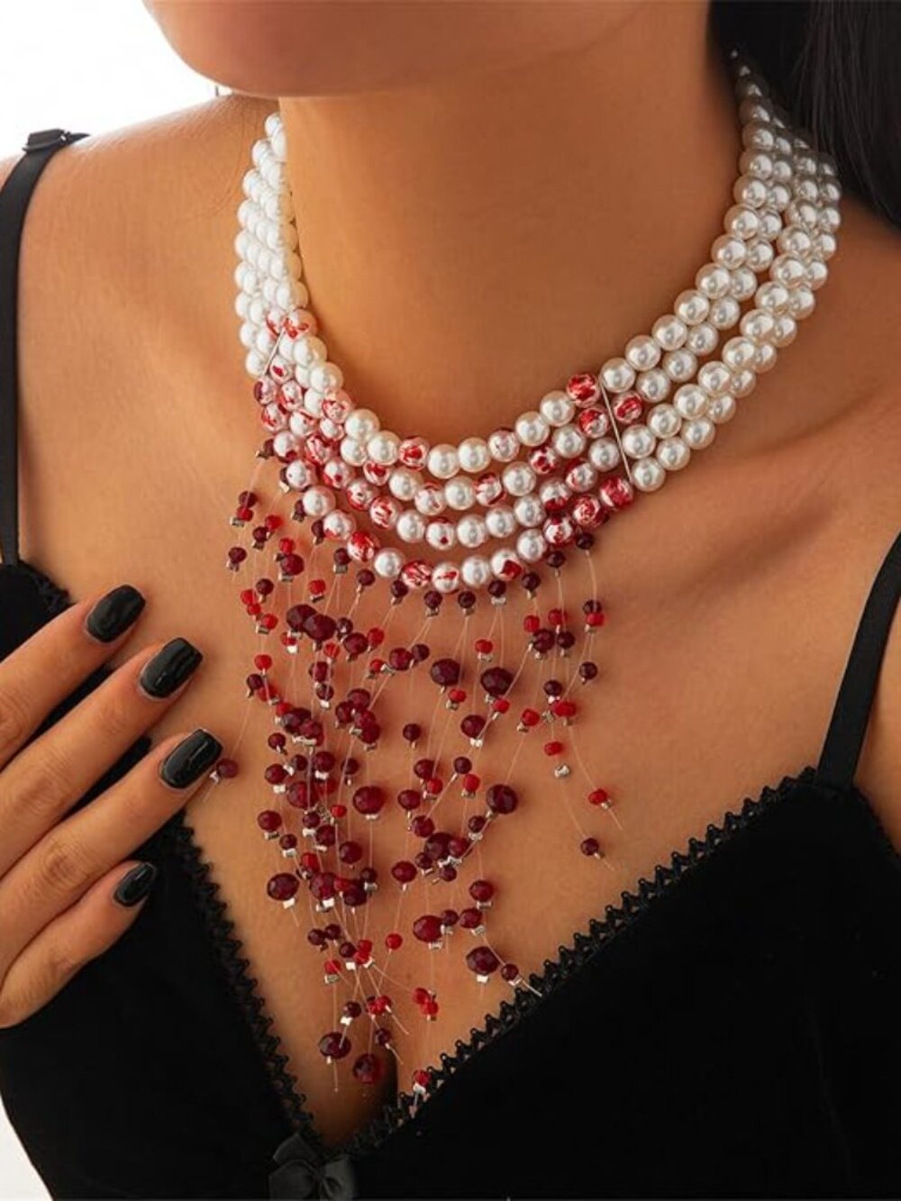 Vampire Blood Necklace  Blood Red Pearl Choker